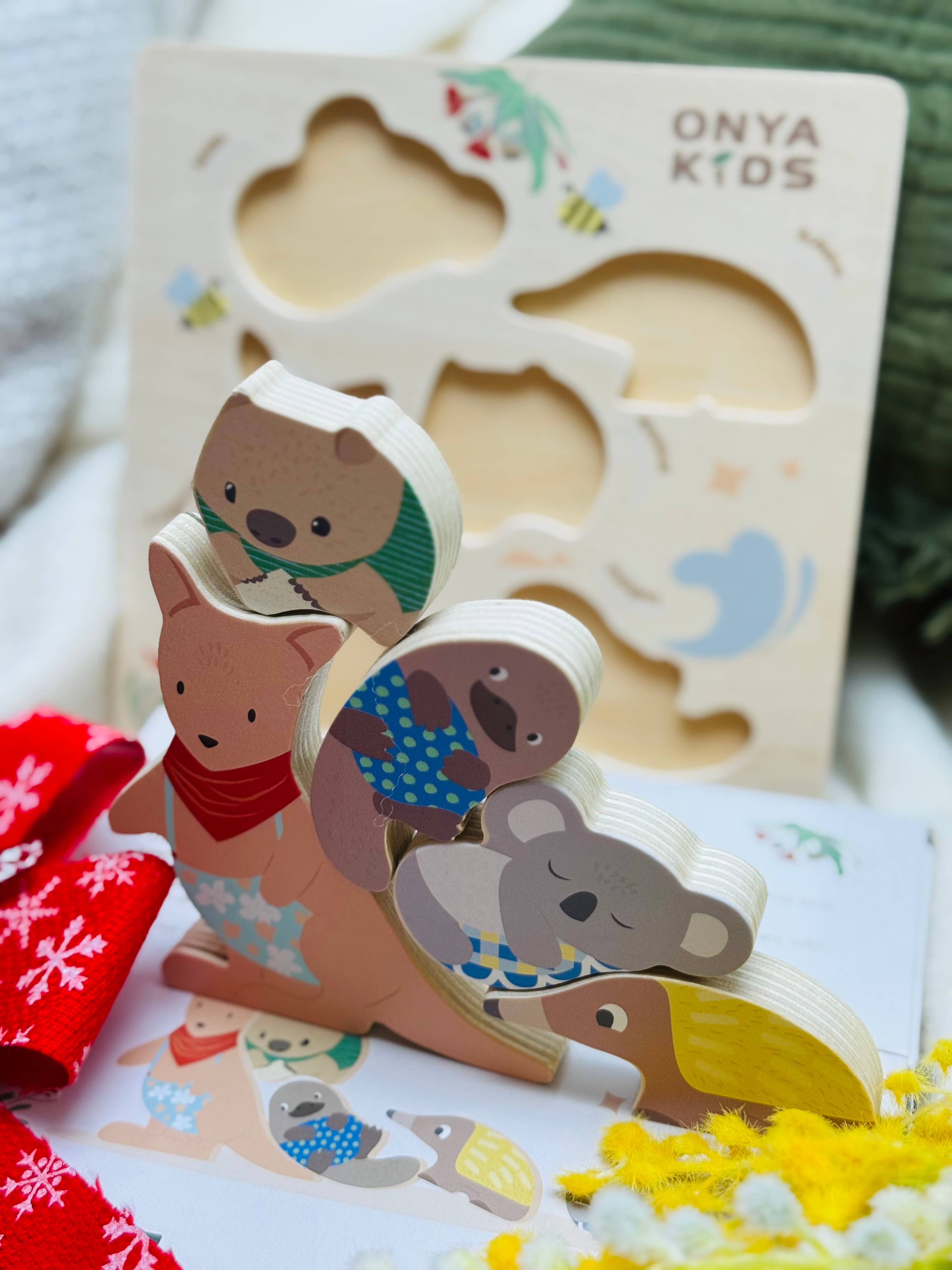 Onya Kids Wooden Aussie Animal Puzzle (Stacking Toy)