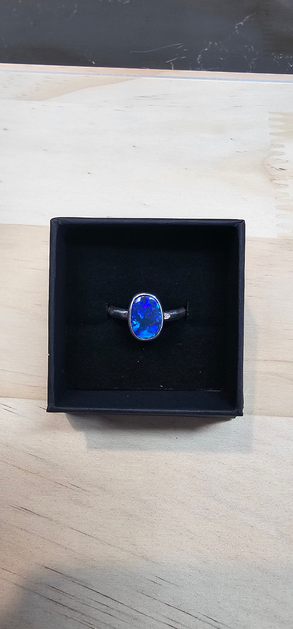 Lightning Ridge 1.65 carat doublet Ring.