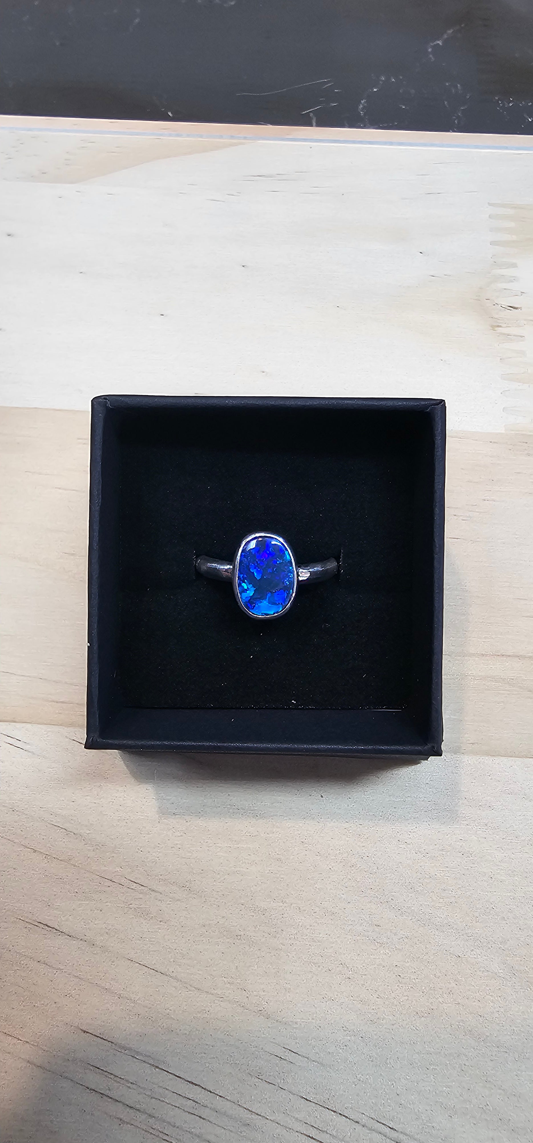 Lightning Ridge 1.65 carat doublet Ring.