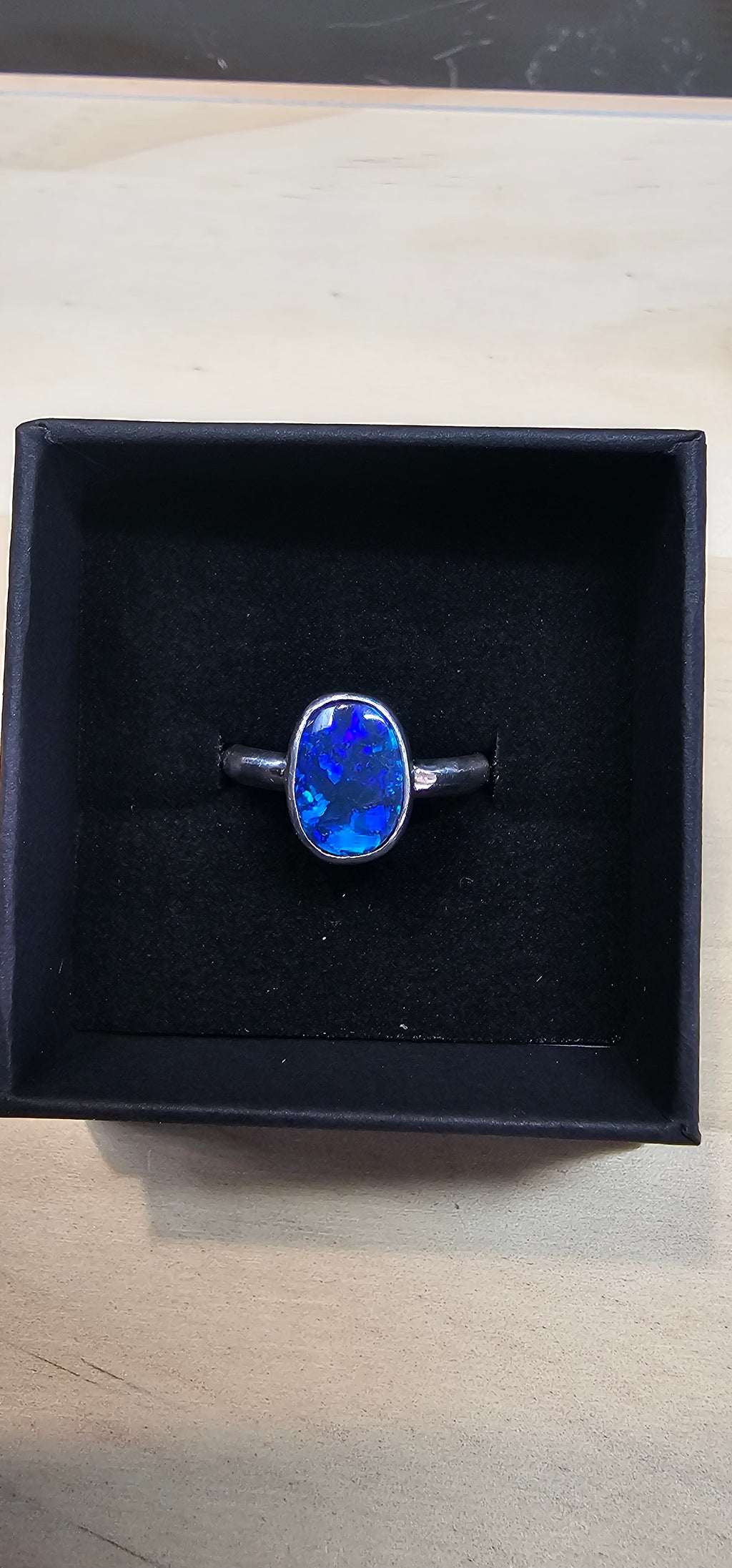 Lightning Ridge 1.65 carat doublet Ring.