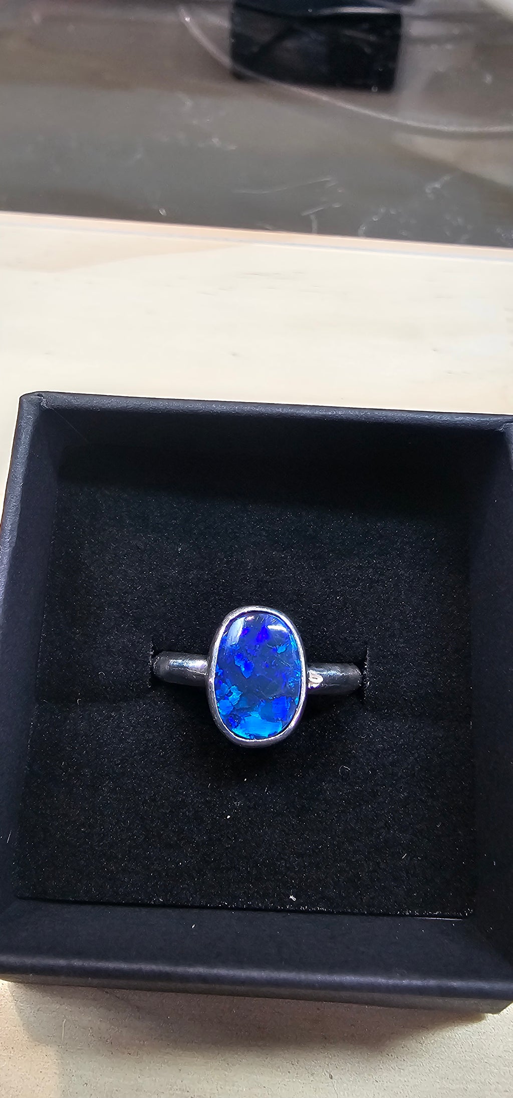 Lightning Ridge 1.65 carat doublet Ring.