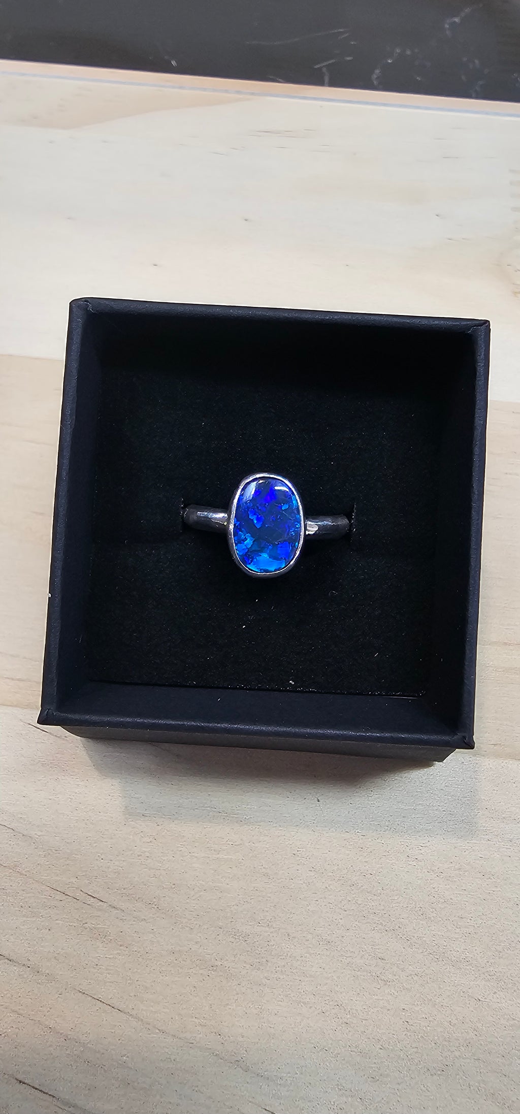 Lightning Ridge 1.65 carat doublet Ring.