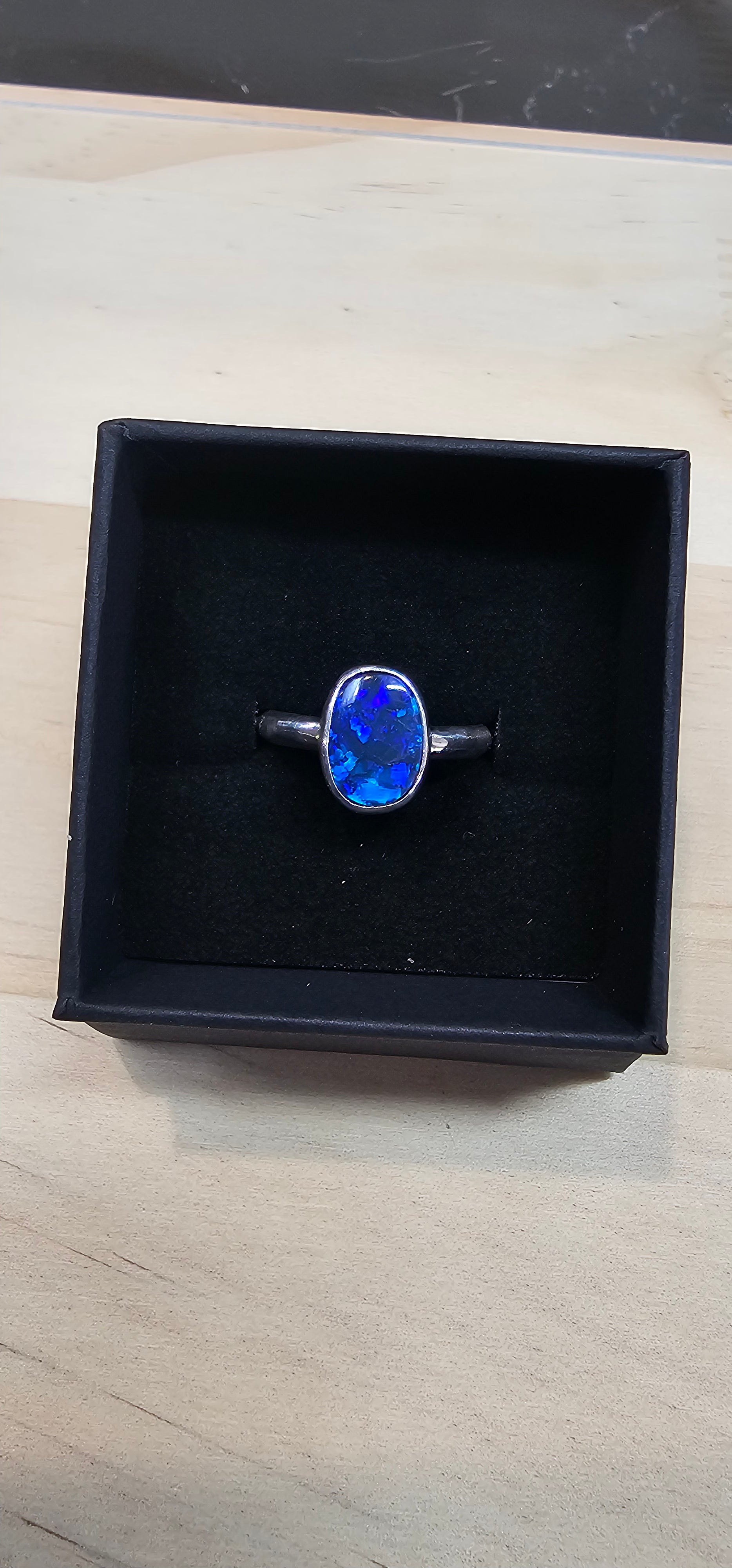 Lightning Ridge 1.65 carat doublet Ring.