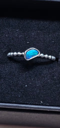 Lightning Ridge Solid 0.30 Black Opal stacking Ring.