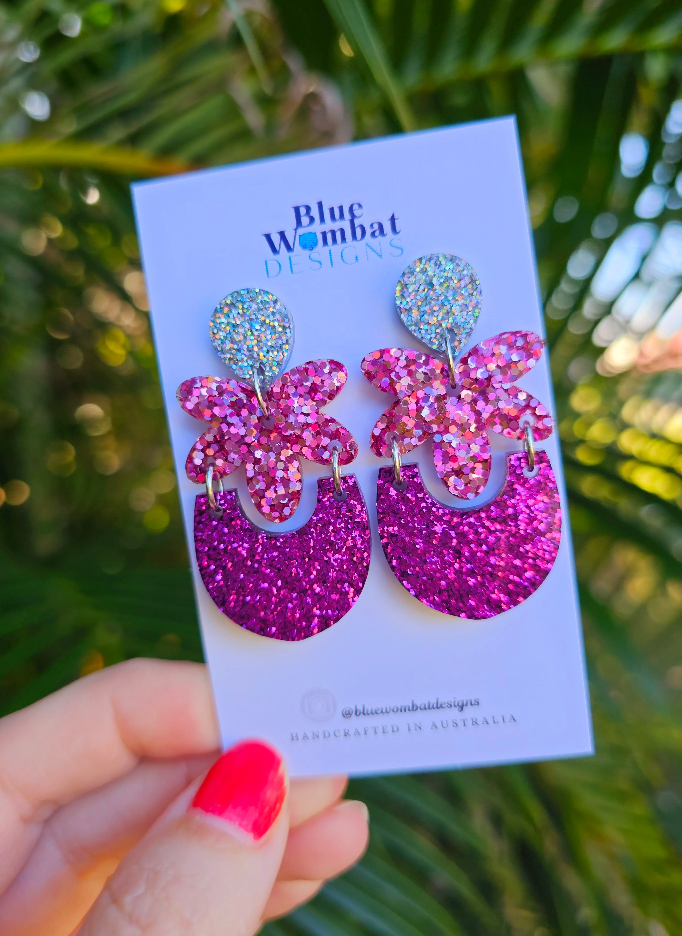 Pink Glitter Sparkle Danglles