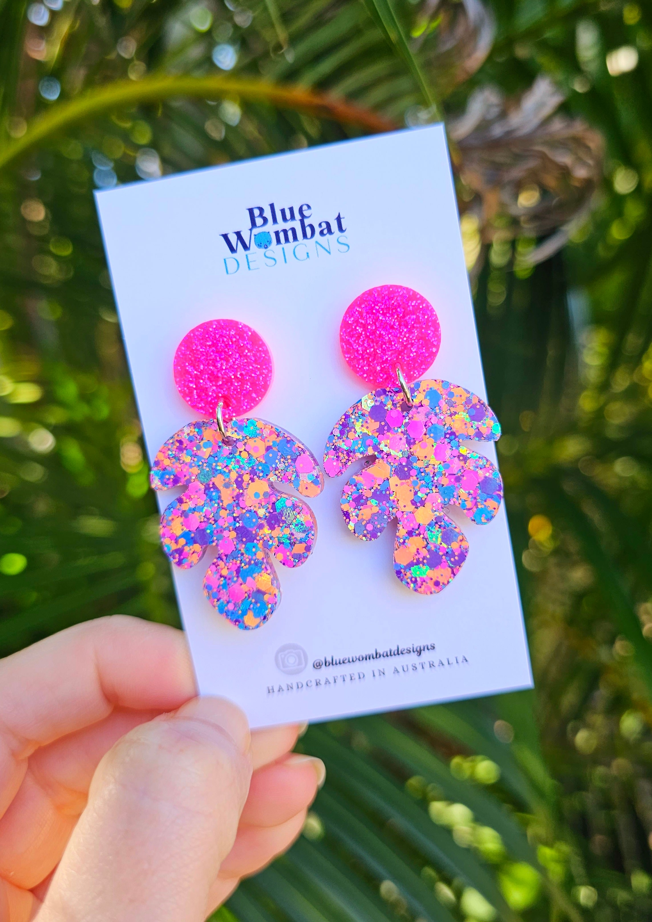Glitter Leaf Dangle Earrings