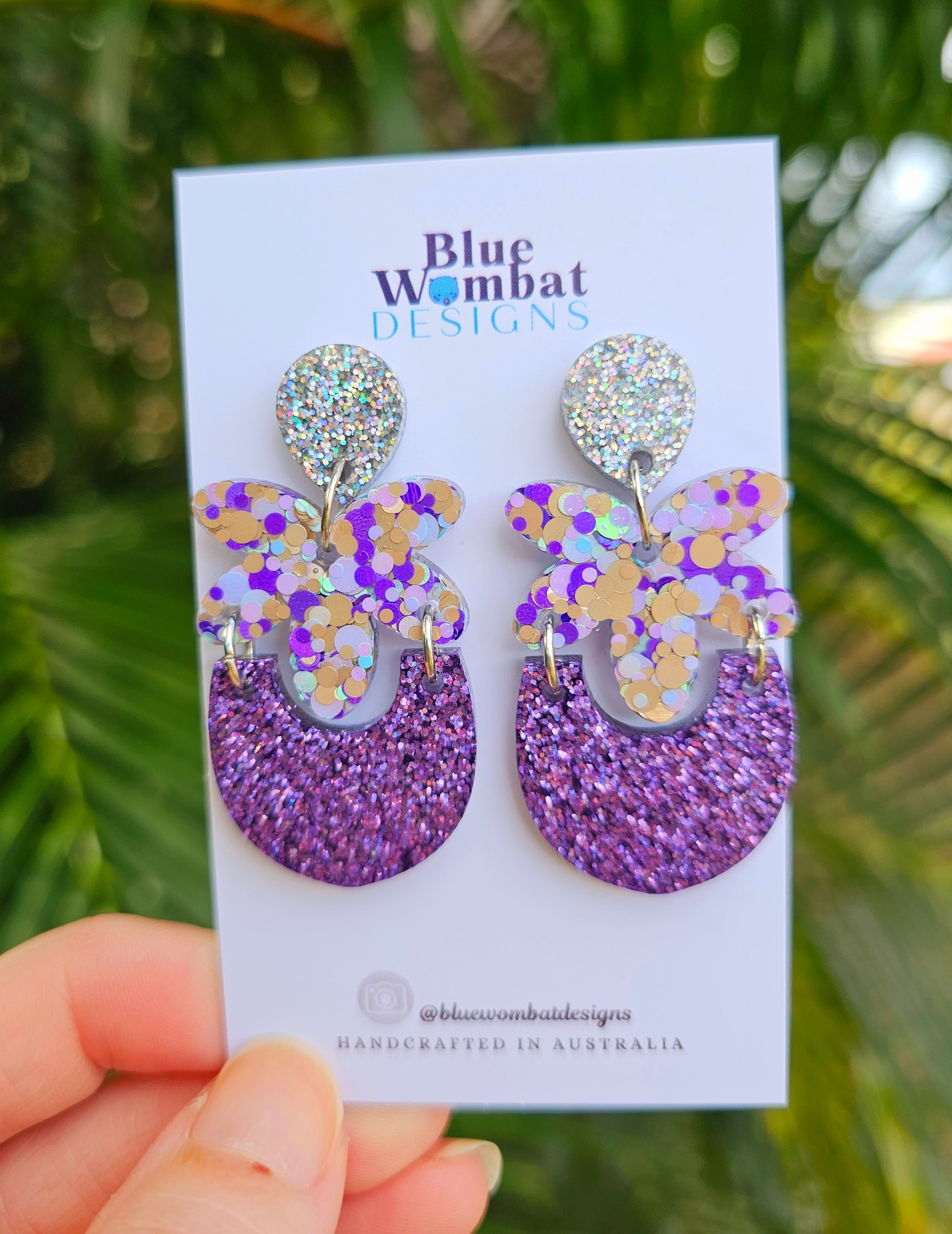 Purple Glitter Sparkle Dangles