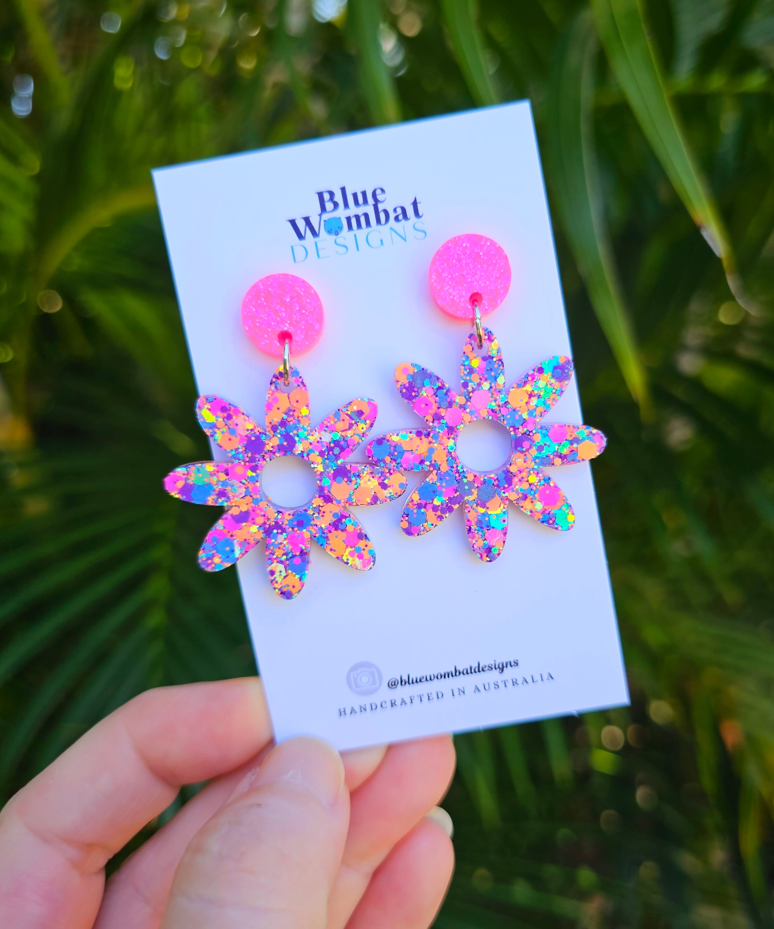 Flower Playdough Glitter Resin Dangles