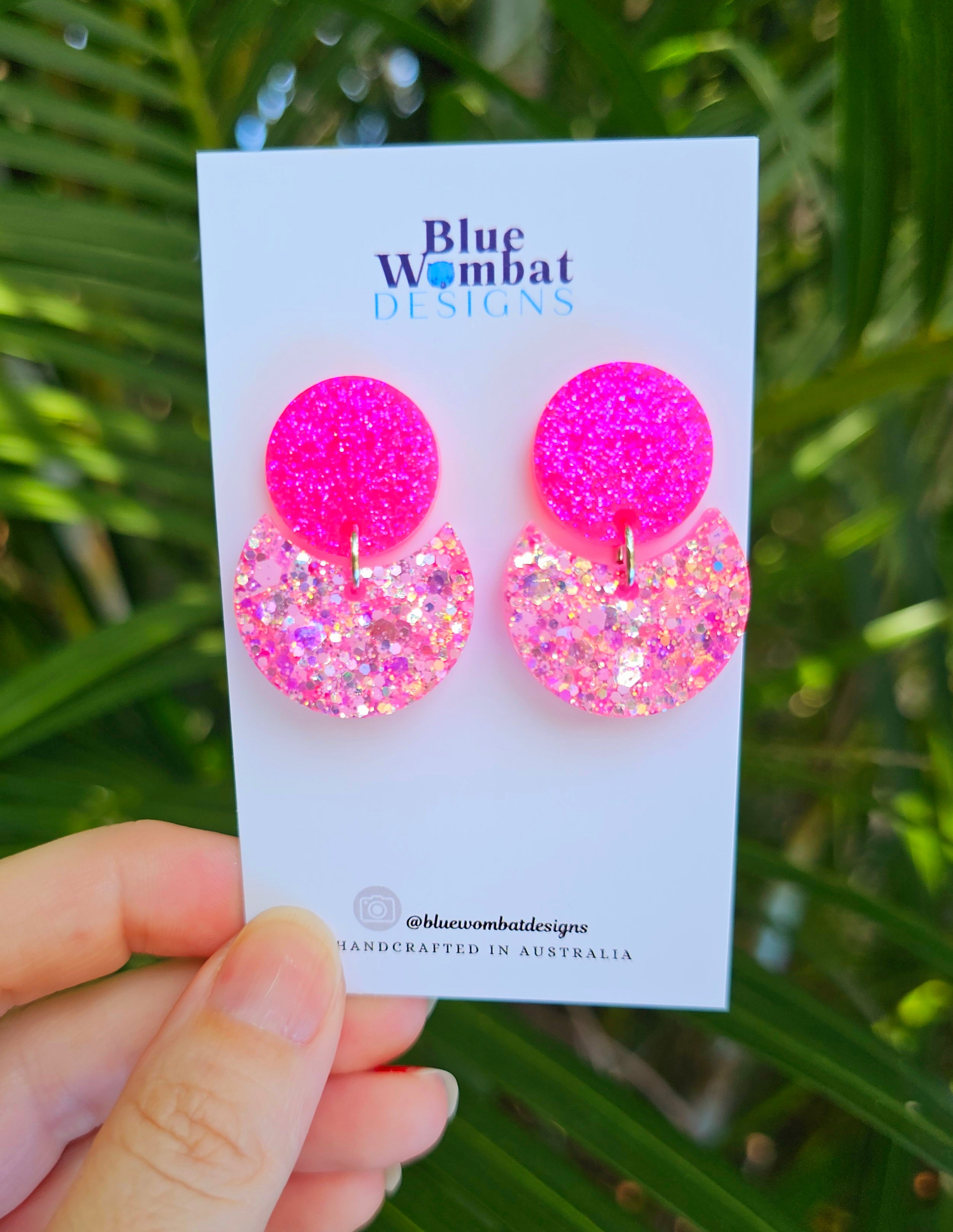 Pink Sparkle Glitter Resin Dangles