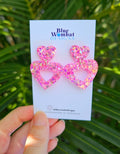 Pink Sparkle Glitter Resin Medium Dangles