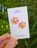 Flower Organic Colourful Glitter Resin Studs
