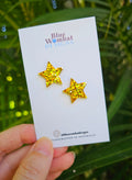 Star Gold Sparkle Glitter Studs