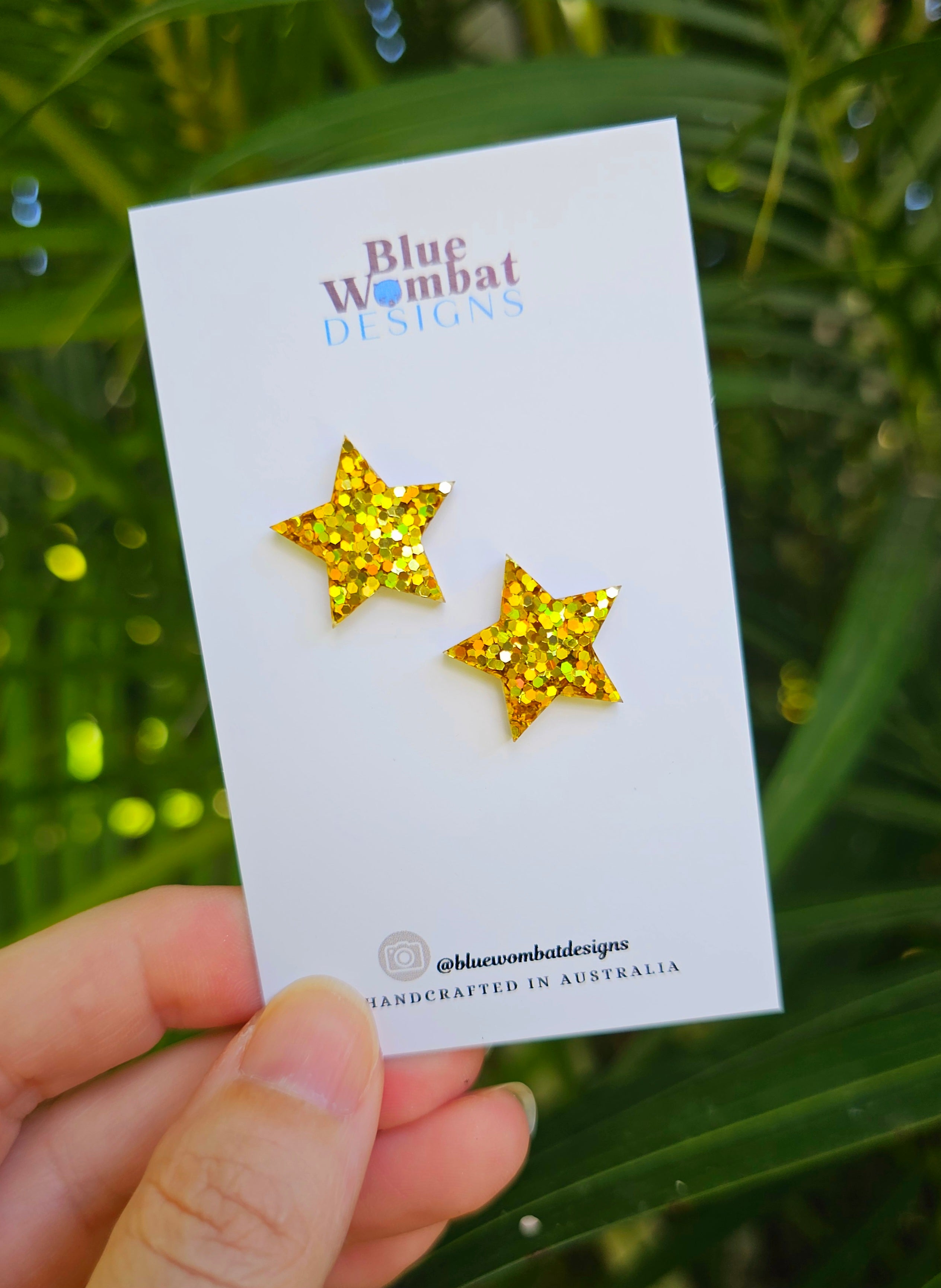 Star Gold Sparkle Glitter Studs