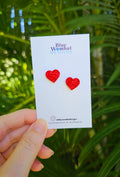 Love Heart Red Glitter Small Studs