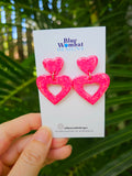 Pink Glitter Domed Resin Dangles