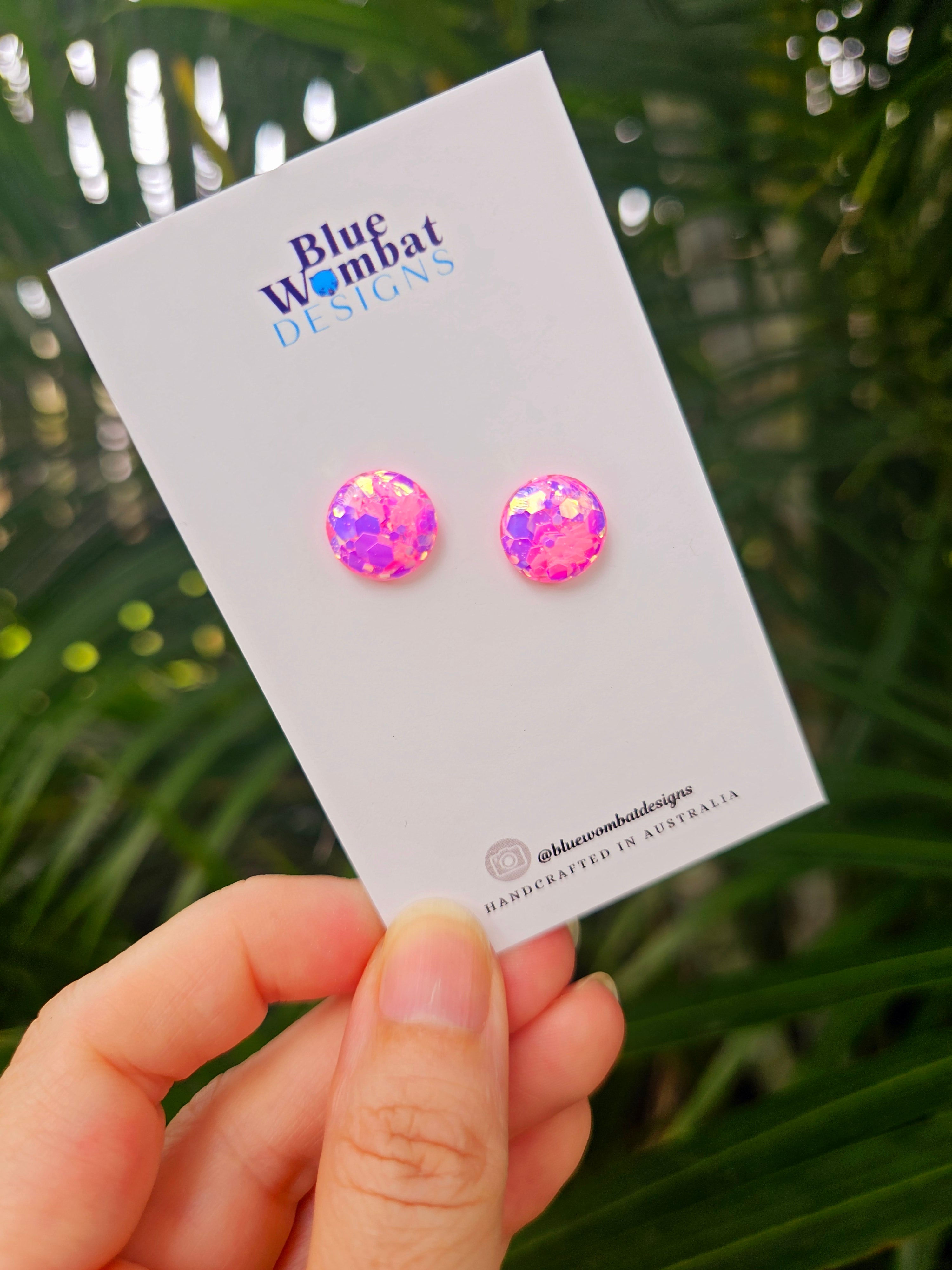 Resin Boogie Glitter Domed Studs 12mm