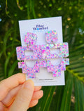 Large Resin Flower Glitter Dangles