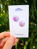 Resin Domed Flower Glitter Studs 16mm