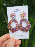 Mixed Glitter Hoop Resin Domed Dangles