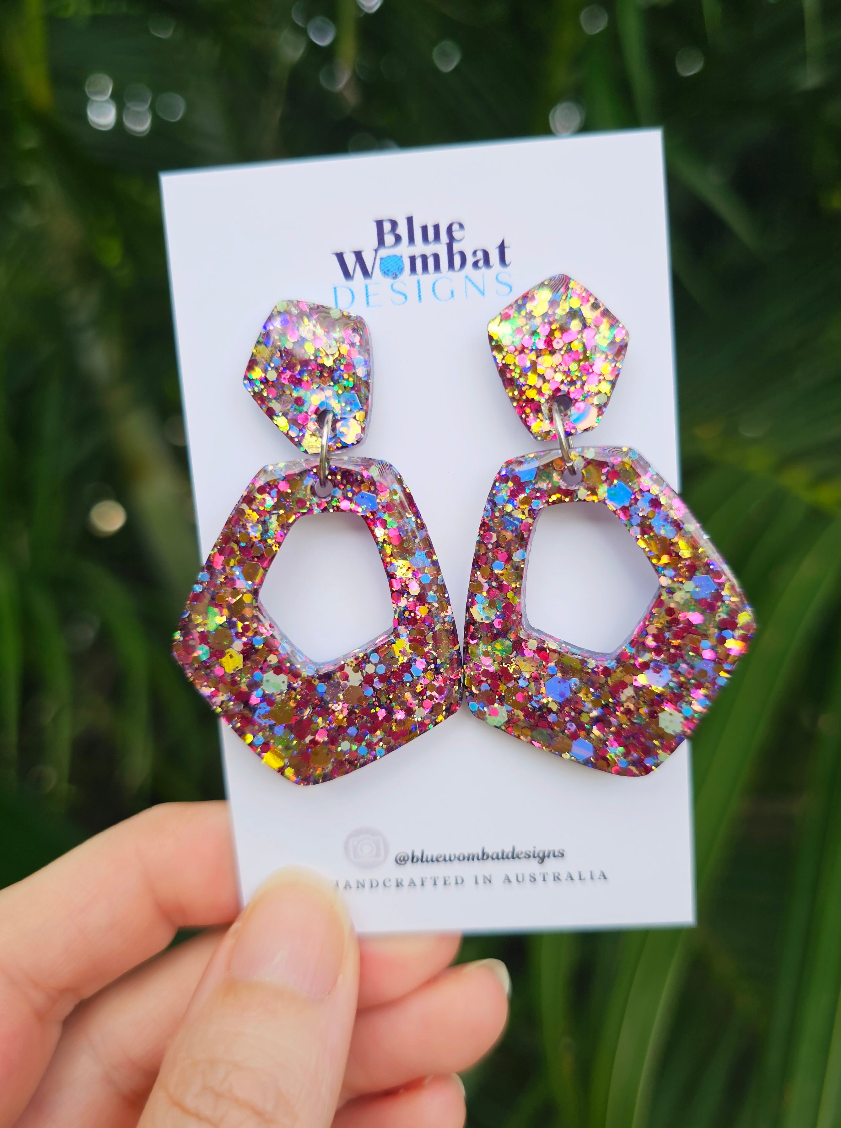 Mixed Glitter Hoop Resin Domed Dangles