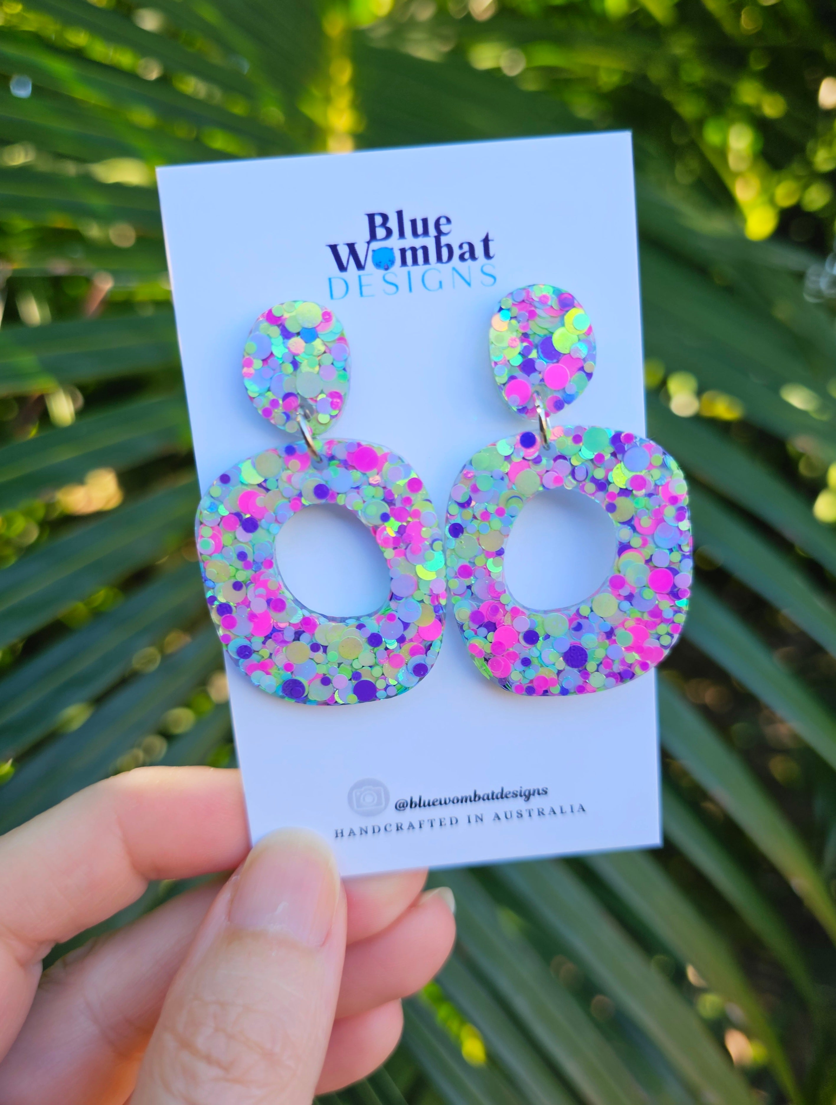 Organic Hoop Glitter Resin Dangles