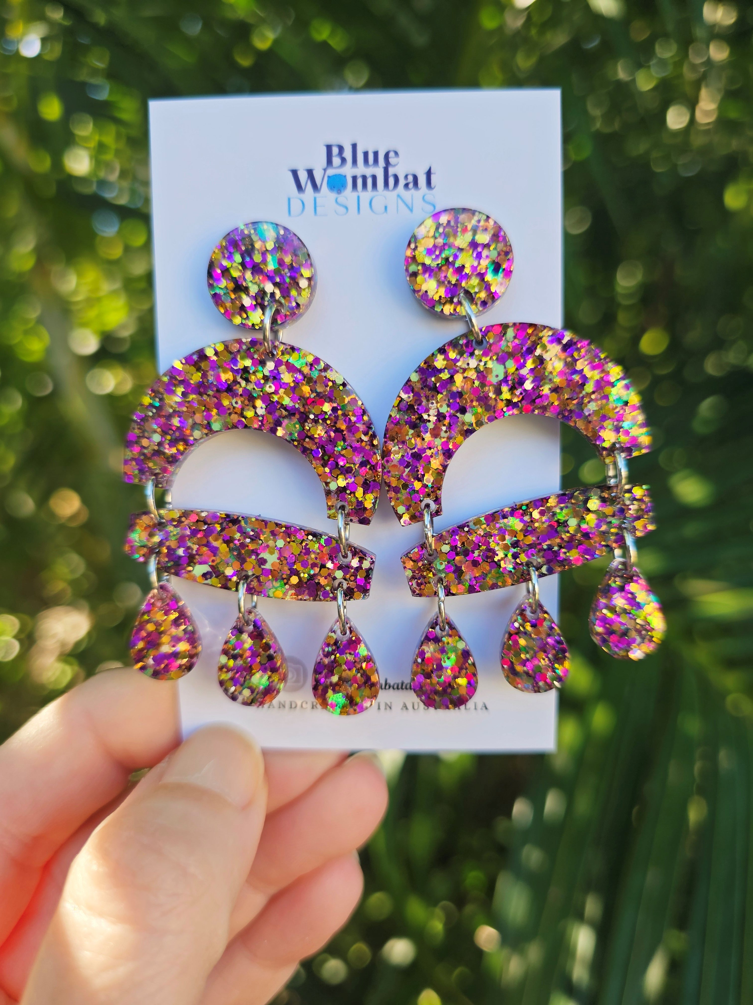 Large Chandelier Bejewel Glitter Resin Dangles