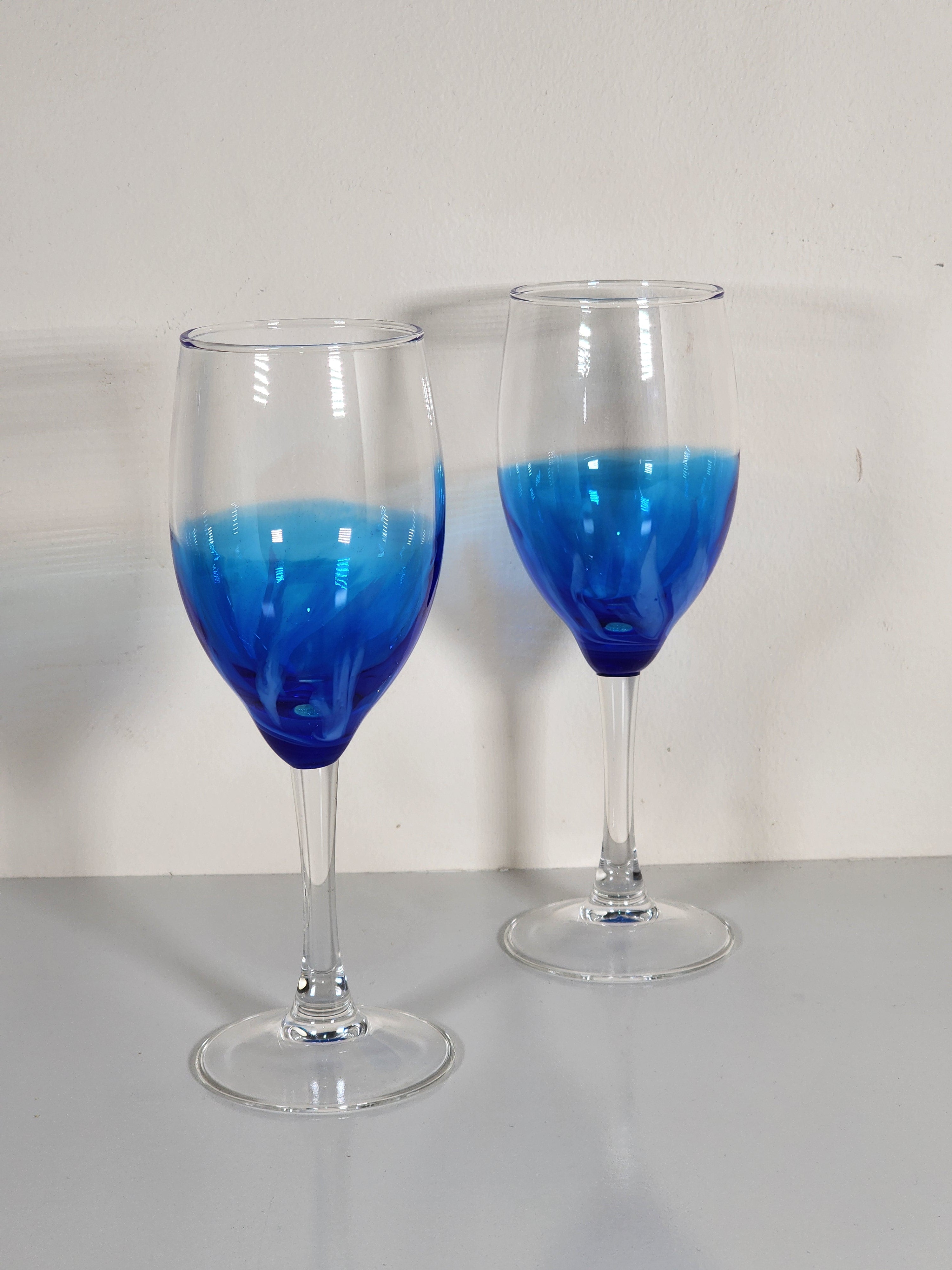 Blue/ White Resin Wine Glasses (set of 2)