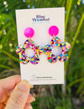 Flower Rainbow Glitter Dangles