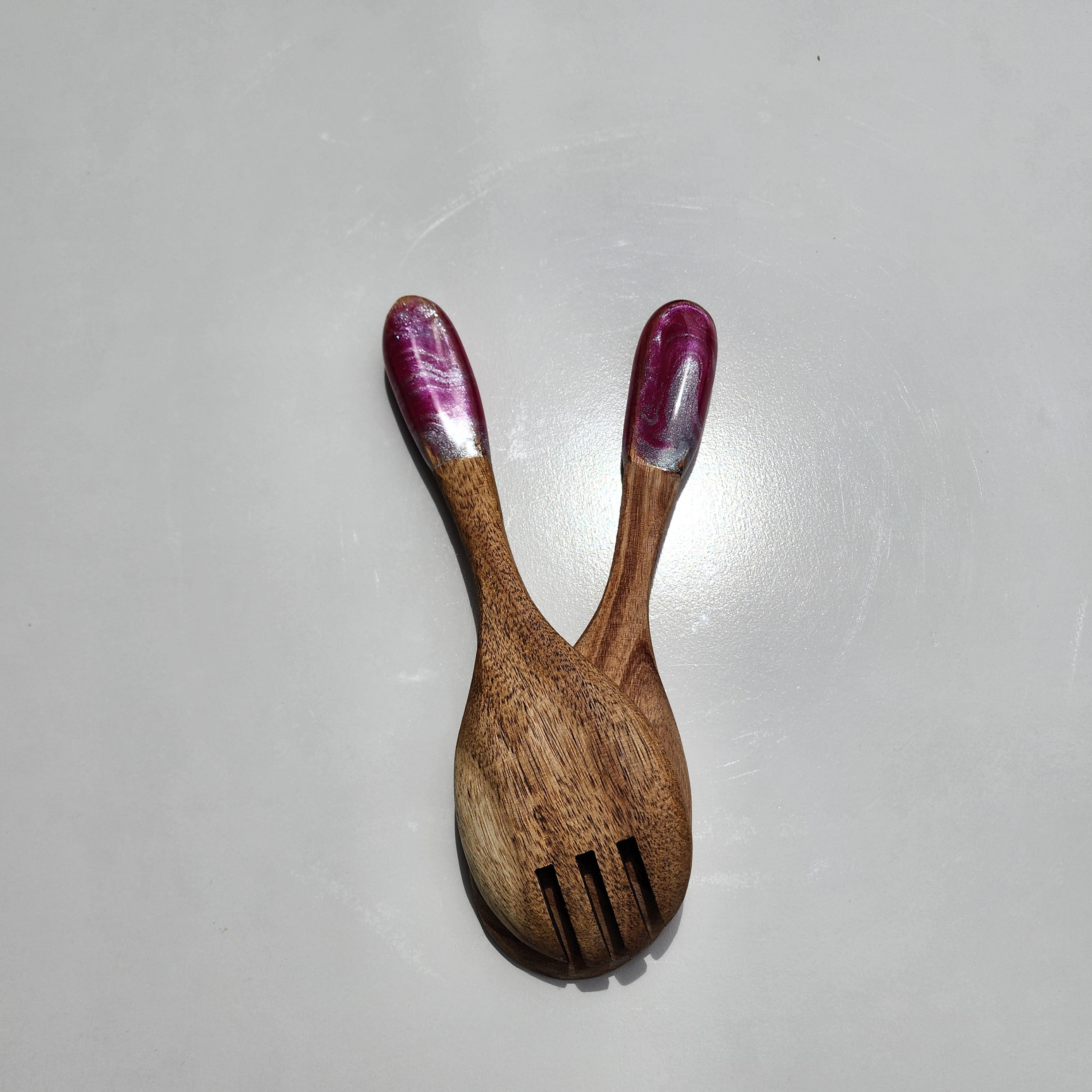 Pink/ Silver Salad Servers
