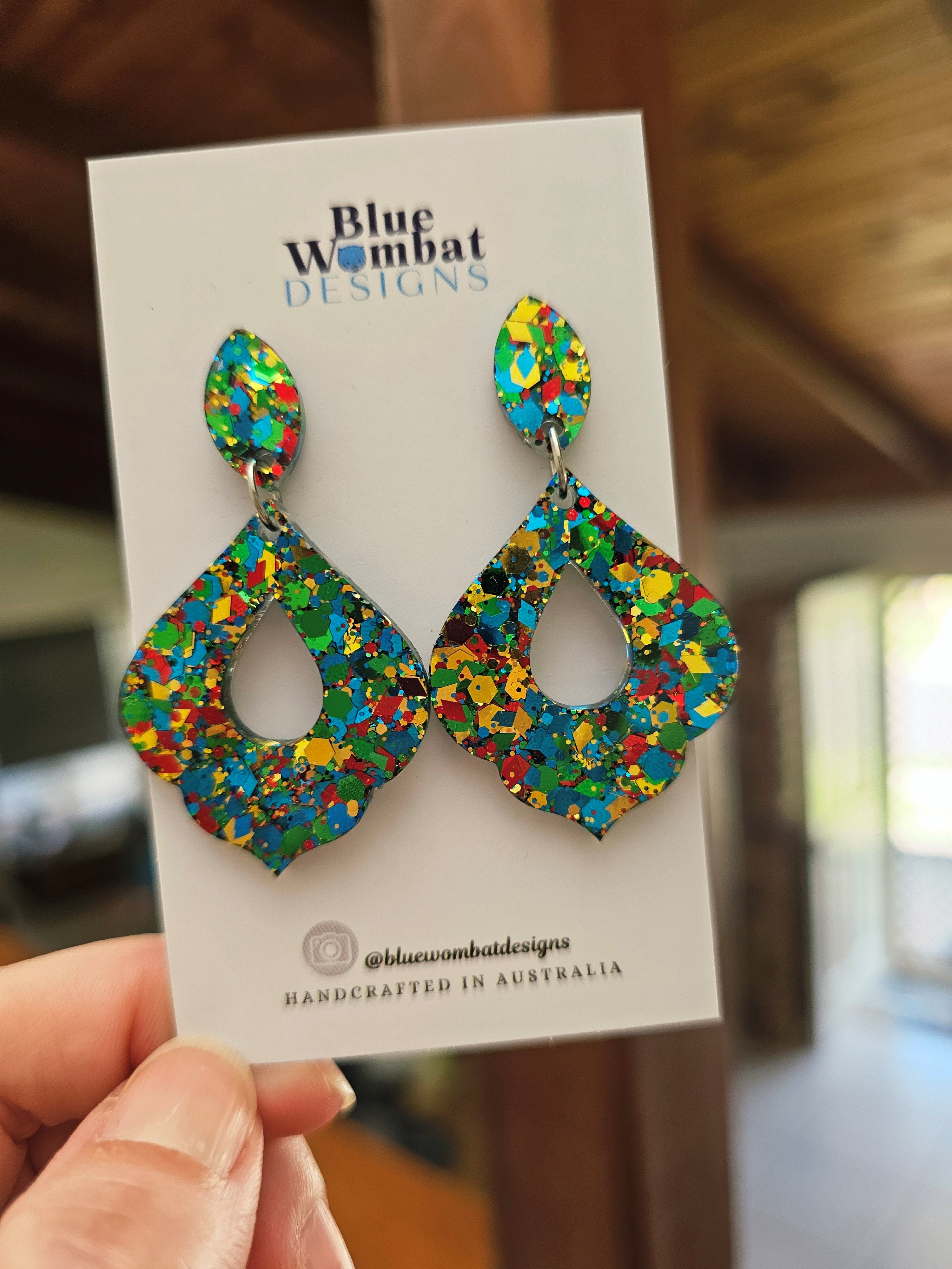 Primary Colour Glitter Resin Dangles