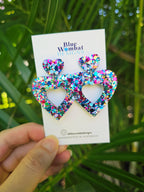 Love Heart Colourful Glitter Resin Dangles