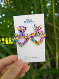 Love Heart Medium Rainbow Glitter Dangles