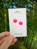 Bright Pink Glitter Resin Domed Studs 12mm