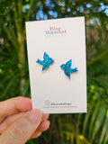 Bird Blue Glitter Resin Studs