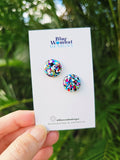 Resin Colourful Spotty Glitter Domed Resin 16mm