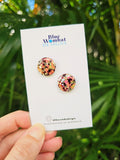 Resin Orange Spotty Glitter Domed Studs 16mm