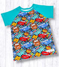 Cars Raglan T-Shirt - Aqua sleeves