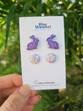 Easter Bunny Purple Glitter Two Stud Pack