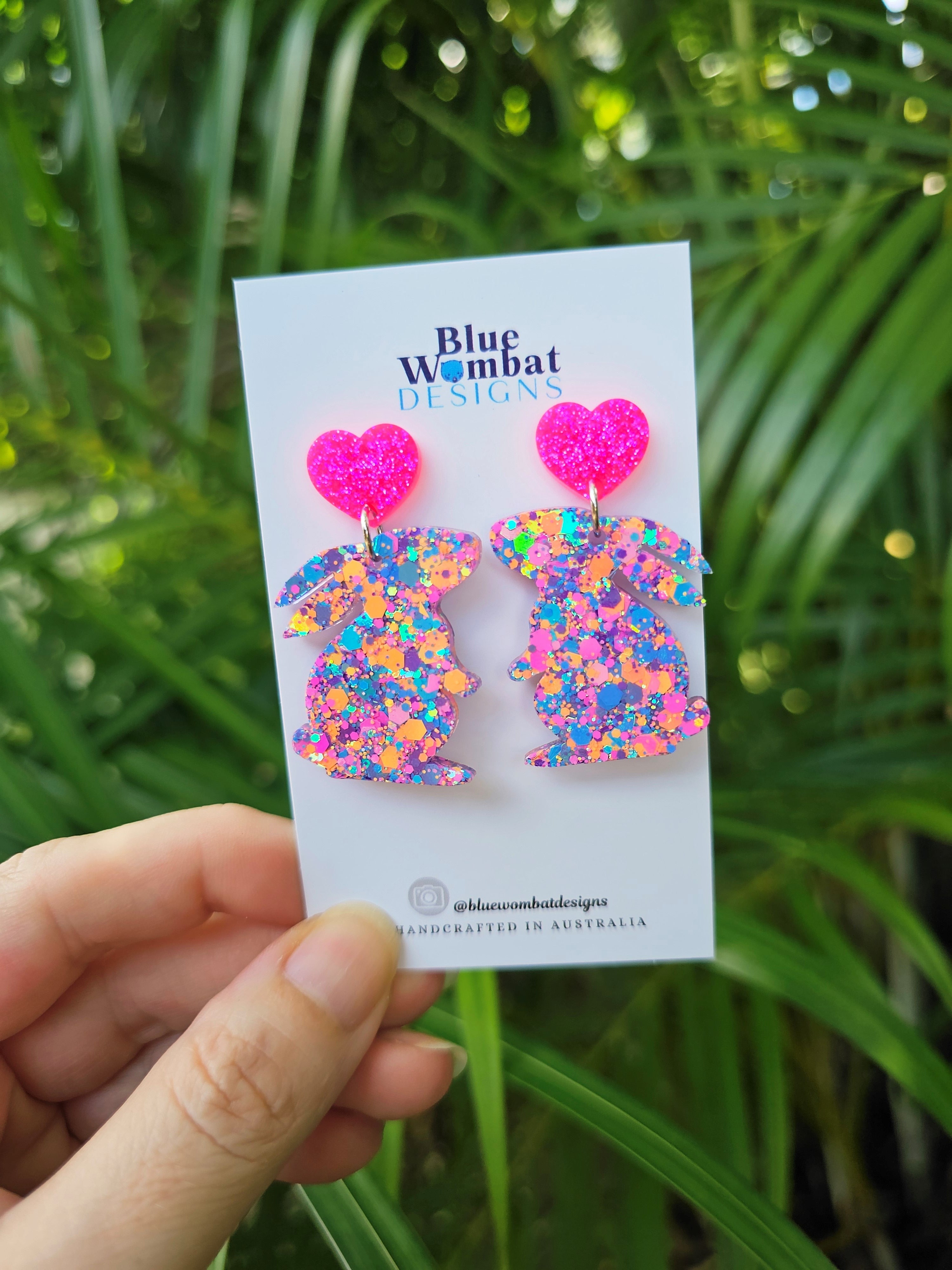 Easter Bunny Playdough Glitter Resin Dangles