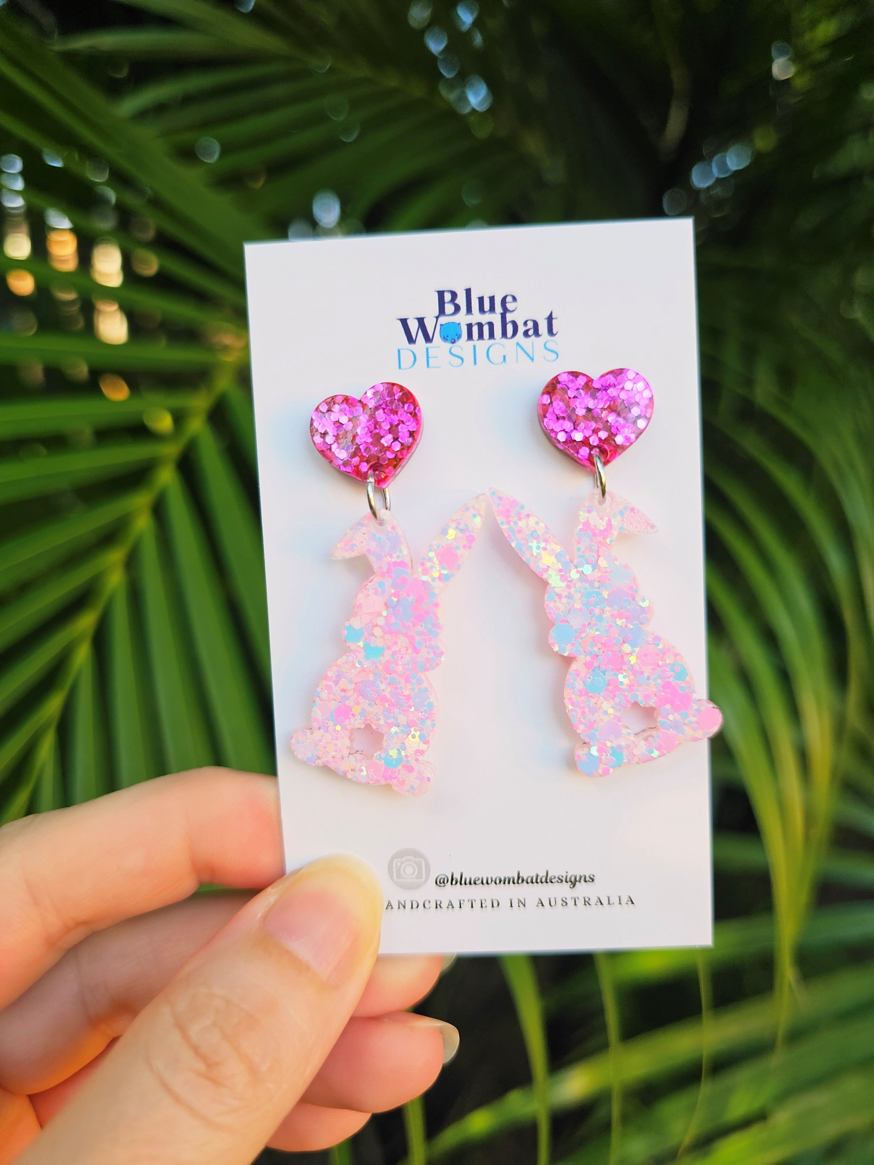 Easter Bunny Rabbit Glitter Resin Dangles
