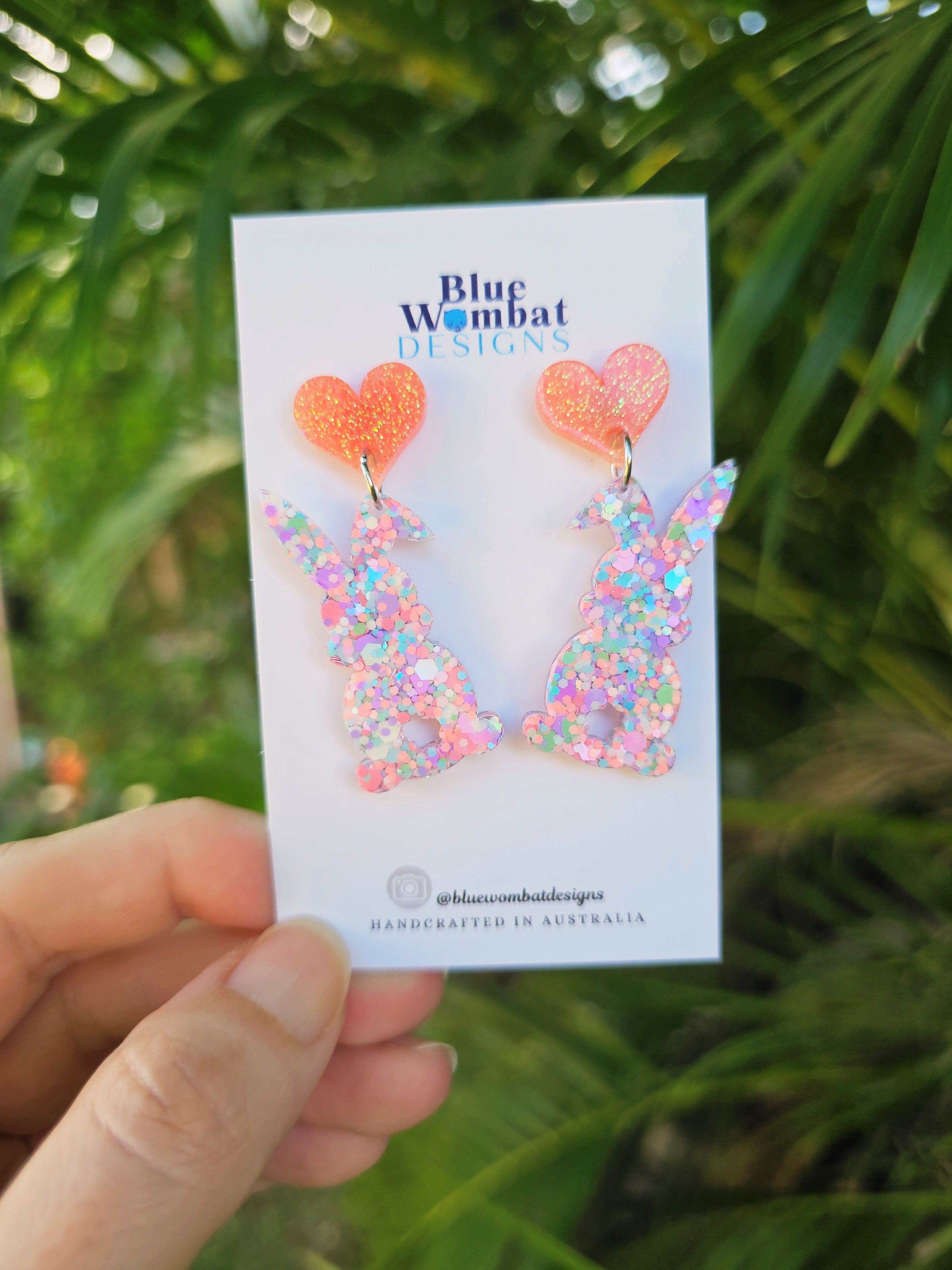 Easter Bunny Glitter Resin Dangles