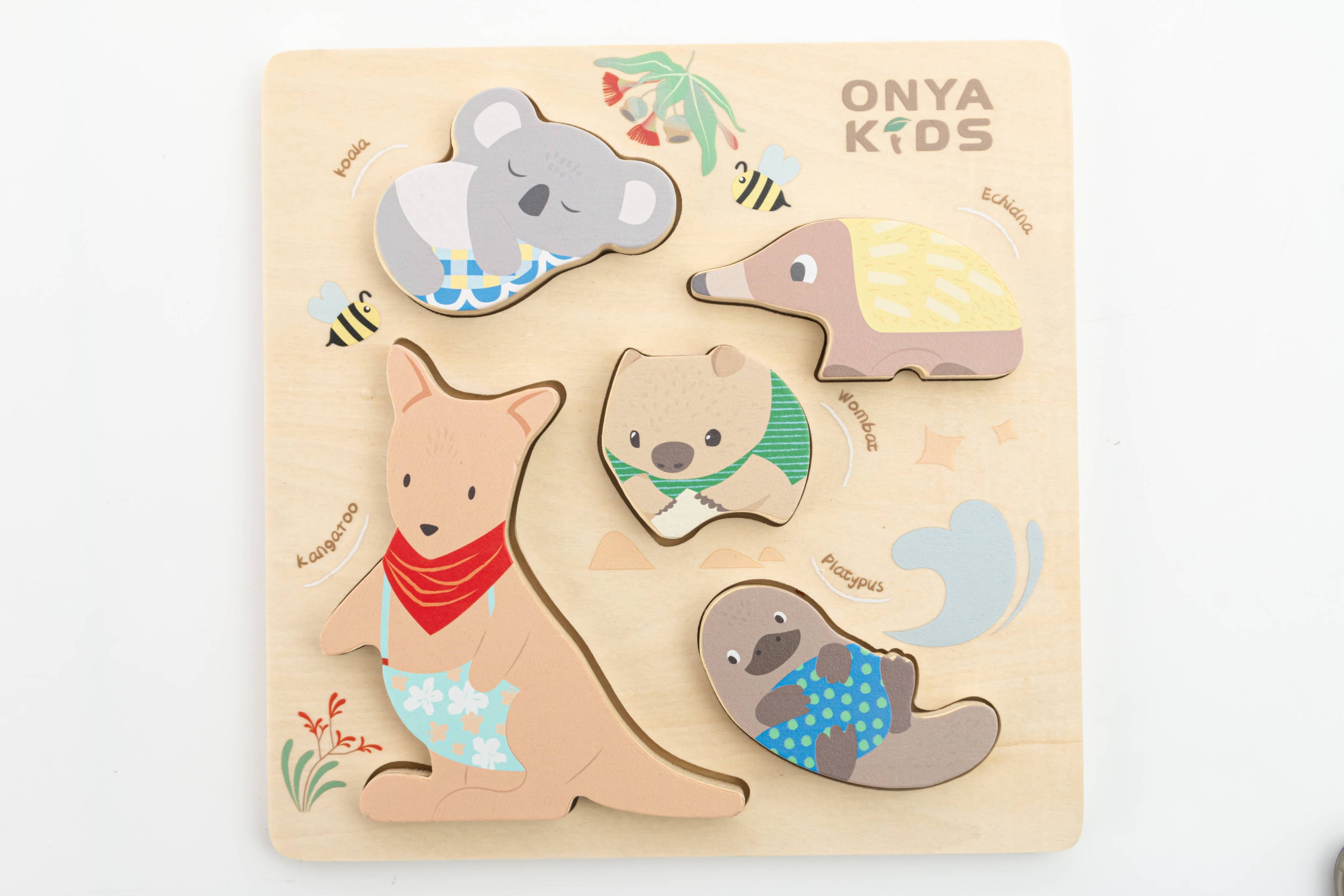 Onya Kids Wooden Aussie Animal Puzzle (Stacking Toy)