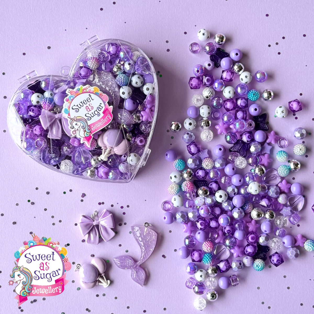 Jewellery Making Kit Purple Heart Shaped