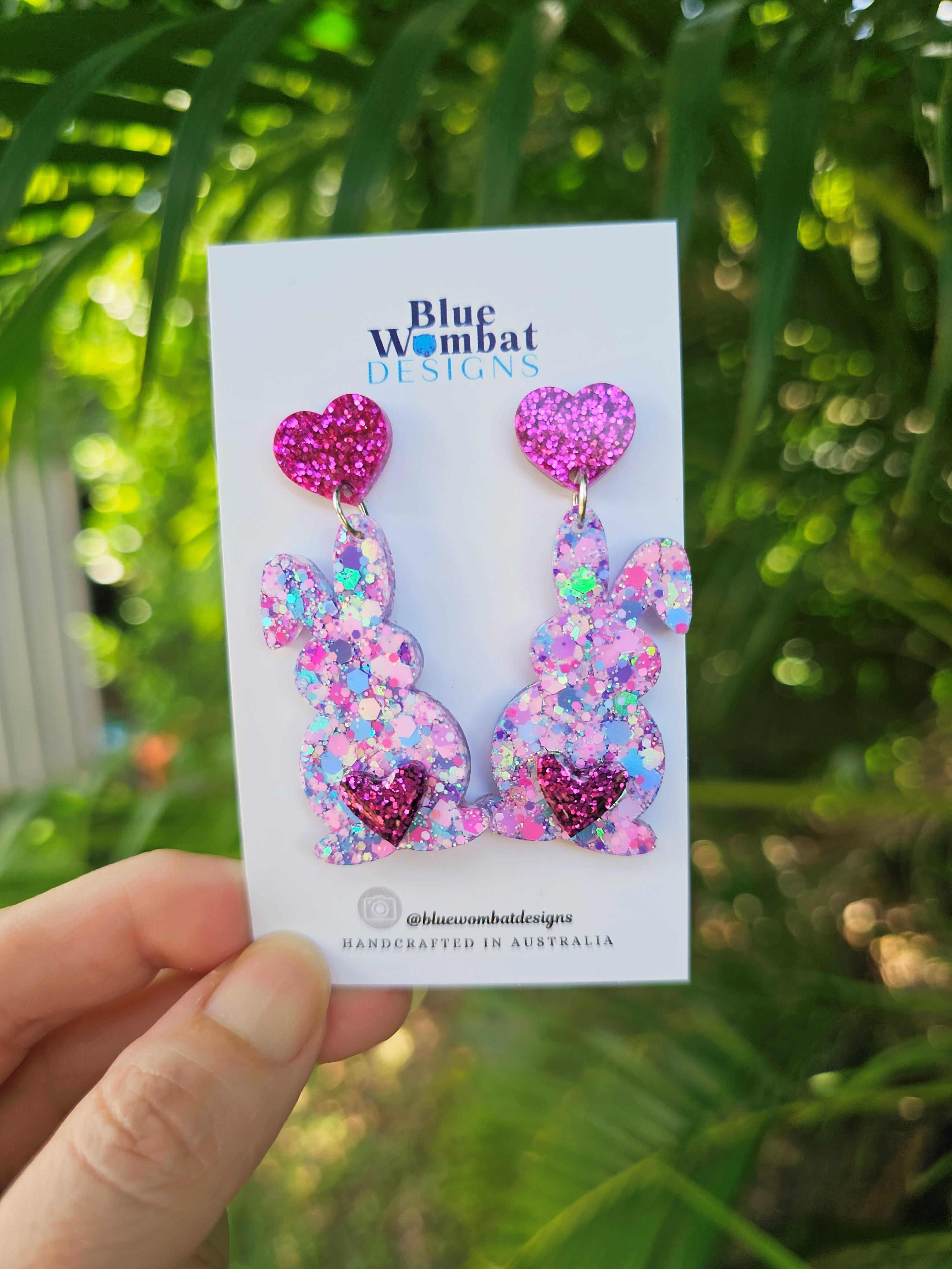 Easter Bunny Big Heart Tail Dangles
