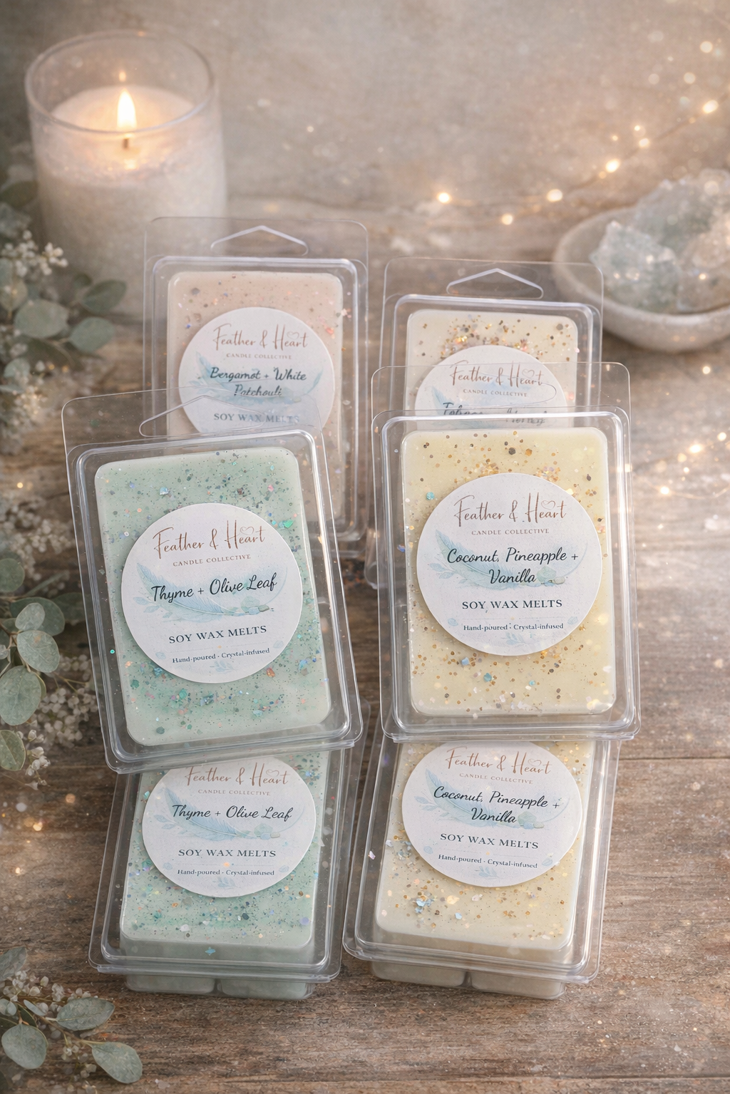 Clam Shell Soy Melts - Crystal infused