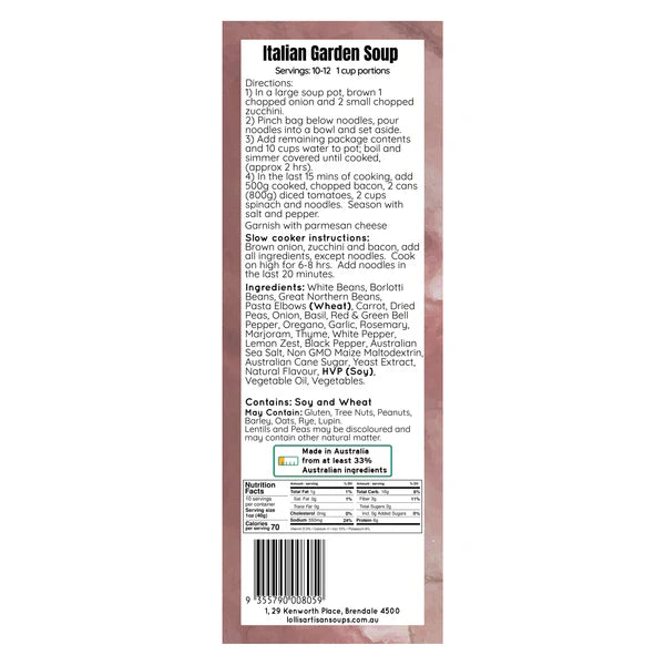 Lolli’s Artisan Soup Co: Italian Garden Soup Mix