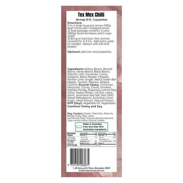 Lolli’s Artisan Soup Co: Tex Mex Chilli Soup Mix