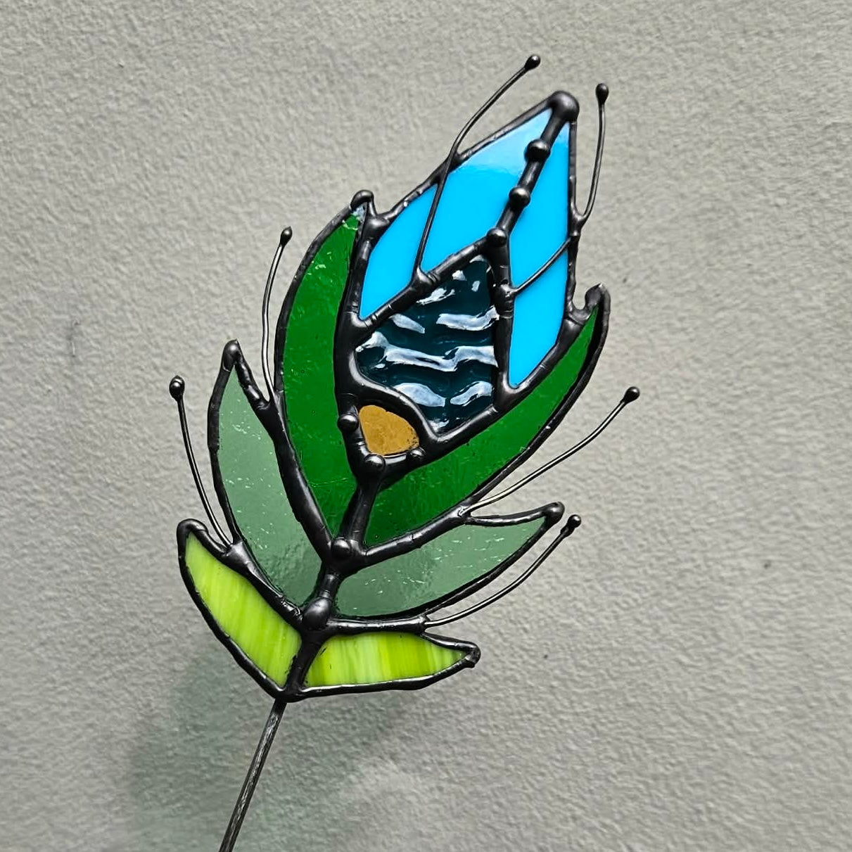 Stained Glass Peacock Feathers Stake