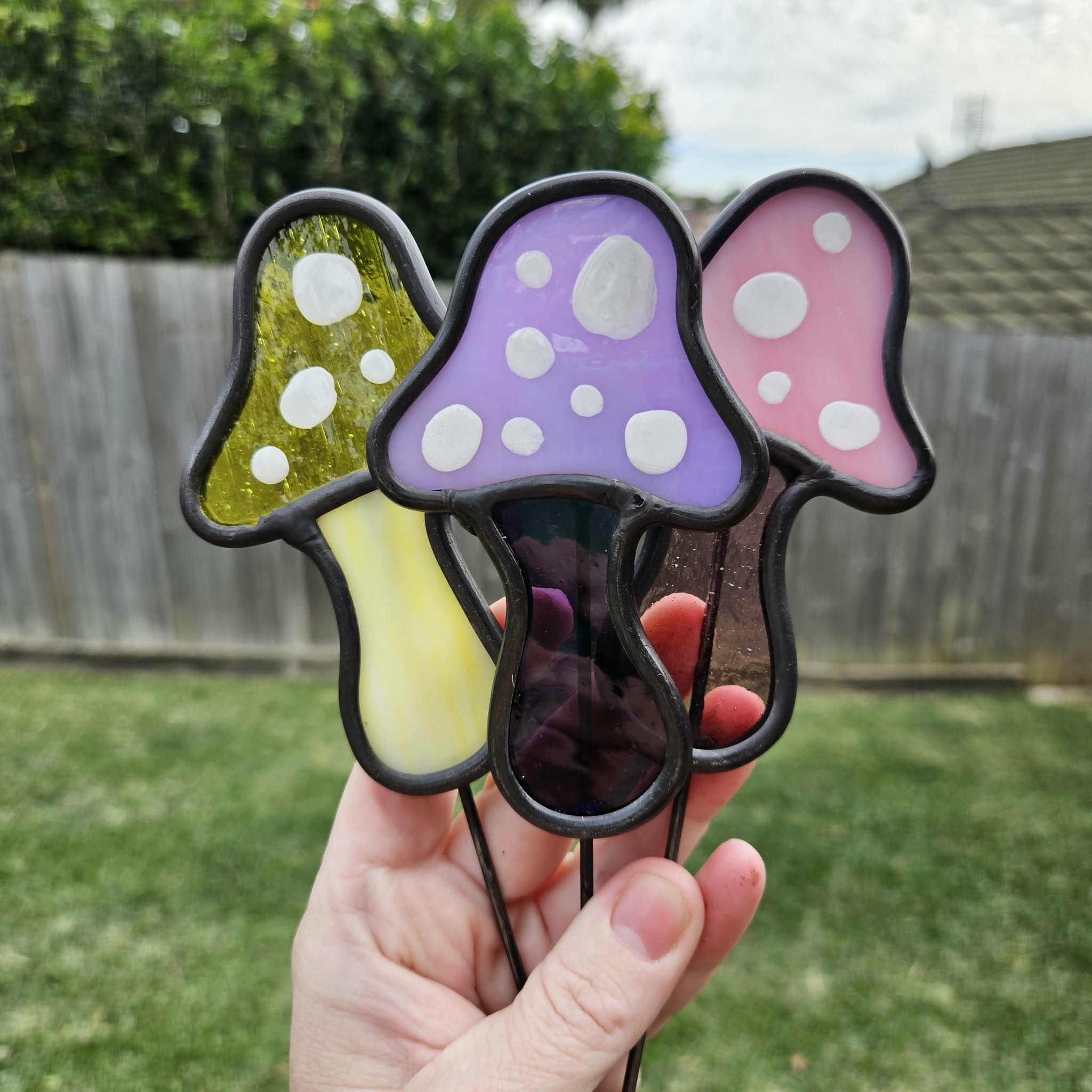 Stained Glass Mushroom/ Toadstool Stake