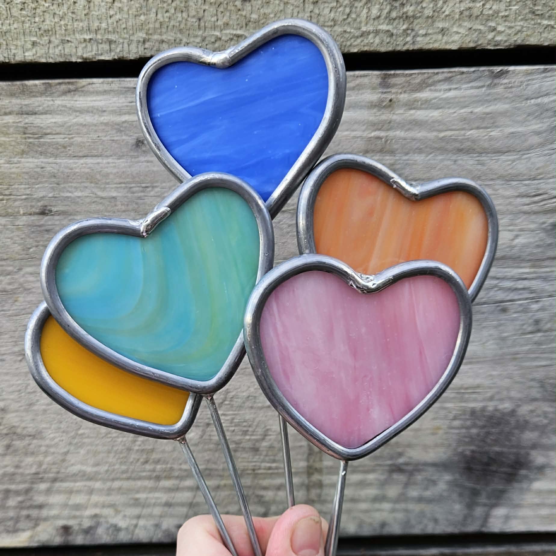 Stained Glass Heart Stake